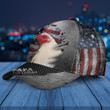 Grunge American Flag With White Cock Pattern Printing Baseball Cap Hat