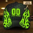Nice Green Neon Racing Tribal Printing Baseball Cap Hat Custom Name