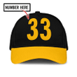 Custom Name American Football Best Team Yellow Number 33 Printing Baseball Cap Hat