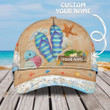 Custom Name Printing Baseball Cap Hat Flip Flop Summer On The Beach