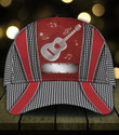 Maroon And Checked Background Guitar Printing Baseball Cap Hat Custom Name