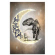 Family Panda I Love You To The Moon And Back Family Dinosaur Vertical Poster