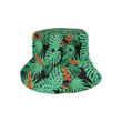 Deliconia Flower Palm Monstera Leaves Blackground Unisex Bucket Hat