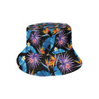 Blue Yellow Tropical Flower Pattern Design Unisex Bucket Hat