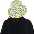 Yellow Plumeria Pattern White Background Unisex Bucket Hat