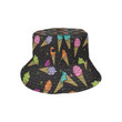 Ice Cream Pattern Black Background Unisex Bucket Hat