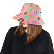 Cute Donut Pattern Pink Background Unisex Bucket Hat