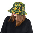 Banana Pattern Print Design Black Background Unisex Bucket Hat