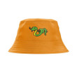Cute Green Snake Orange Background Bucket Hat