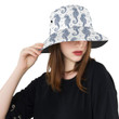 Seahorse Pattern White Background Unisex Bucket Hat