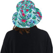 Blue 3d Parrot Hibiscus Pattern Unisex Bucket Hat