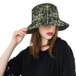 Rainforest Pattern Print Design Black Background Unisex Bucket Hat