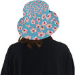 Cherry Blossom Pattern Blue Background Unisex Bucket Hat