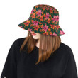 Dark Amaryllis Pattern Print Design Unisex Bucket Hat