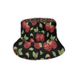 Red Apple Pattern Mix Black Theme Unisex Bucket Hat