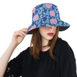 Camellia Pattern Print Purple Theme Unisex Bucket Hat