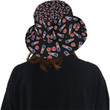 Lipstick Pattern Print Design Black Backguond Unisex Bucket Hat