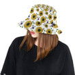 Sunflower Pattern White Background Unisex Bucket Hat
