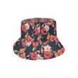Red Tropical Flower Pattern Dark Background Unisex Bucket Hat