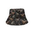 Japanese Crane Pattern Black Background Unisex Bucket Hat