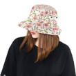 Lily Pattern Print Design White Background Unisex Bucket Hat