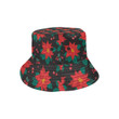 Red Poinsettia Leaves Pattern Print Design Unisex Bucket Hat