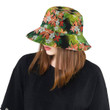 Amaryllis Pattern Black Skin Unisex Bucket Hat