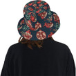 Pomegranate Pattern Print Design Dark Background Unisex Bucket Hat