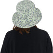Hand Drawn Blueberry Pattern Green Theme Unisex Bucket Hat