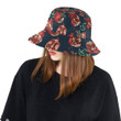 Pomegranate Pattern Print Design Dark Background Unisex Bucket Hat