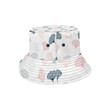 Black Gray Cream Coral Ginkgo Leaves Pattern Unisex Bucket Hat