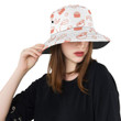 Sushi Cartoon Red Pattern White Theme Unisex Bucket Hat