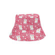 Maneki Neko Cat Sakura Pattern Pink Background Unisex Bucket Hat