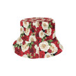 Red And White Rose Pattern Print Design Unisex Bucket Hat