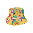 Hot Air Balloon Yellow Background Pattern Unisex Bucket Hat