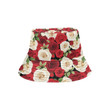 Red And White Rose Pattern Print Design Unisex Bucket Hat