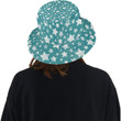 Vintage Star Pattern Teal Background Unisex Bucket Hat