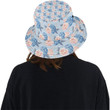 Hydrangea Pattern Print Design Light Blue Skin Unisex Bucket Hat