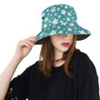 Vintage Star Pattern Teal Background Unisex Bucket Hat