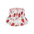 Watercolor Hand Drawn Beautiful Strawberry Pattern White Theme Unisex Bucket Hat