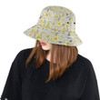 Daffodils Pattern Print Design Grey Background Unisex Bucket Hat
