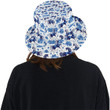 Horse Flower Blue Theme Design Pattern Unisex Bucket Hat