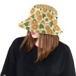 Sliced Orange And Leaves Pattern Unisex Bucket Hat