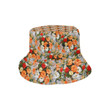 Grey And Orange Lisianthus Pattern Print Design Unisex Bucket Hat