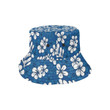 White Plumeria Pattern Blue Background Unisex Bucket Hat