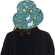 Polar Bear And Leafs Pattern Unisex Bucket Hat