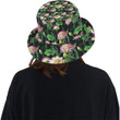 Water Lily Pattern Black Skin Unisex Bucket Hat