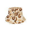 Chocolate Donut Pattern Cream Background Unisex Bucket Hat