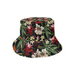 Summer Floral Pattern Black Background Unisex Bucket Hat