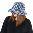 Hibiscus Pattern Design Blue Background Unisex Bucket Hat